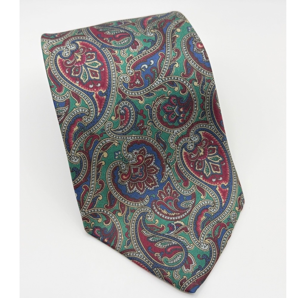 Gant Silk Tie OS Green Burgundy Paisley Classic Preppy Ivy League Professional